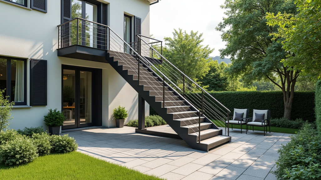 Monte-escalier extérieur installé sur un escalier menant au jardin à Colpo, résistant aux intempéries