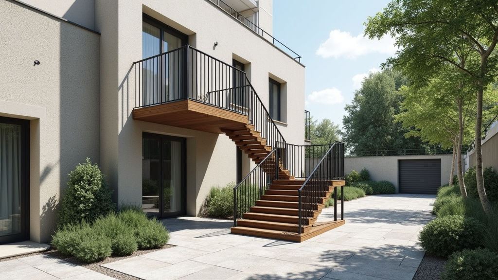 Monte-escalier extérieur installé sur un perron à Chaniers, en milieu urbain