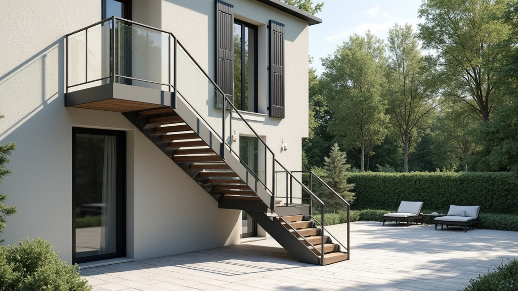 Monte-escalier extérieur installé sur un perron à Étupes, résistant aux intempéries