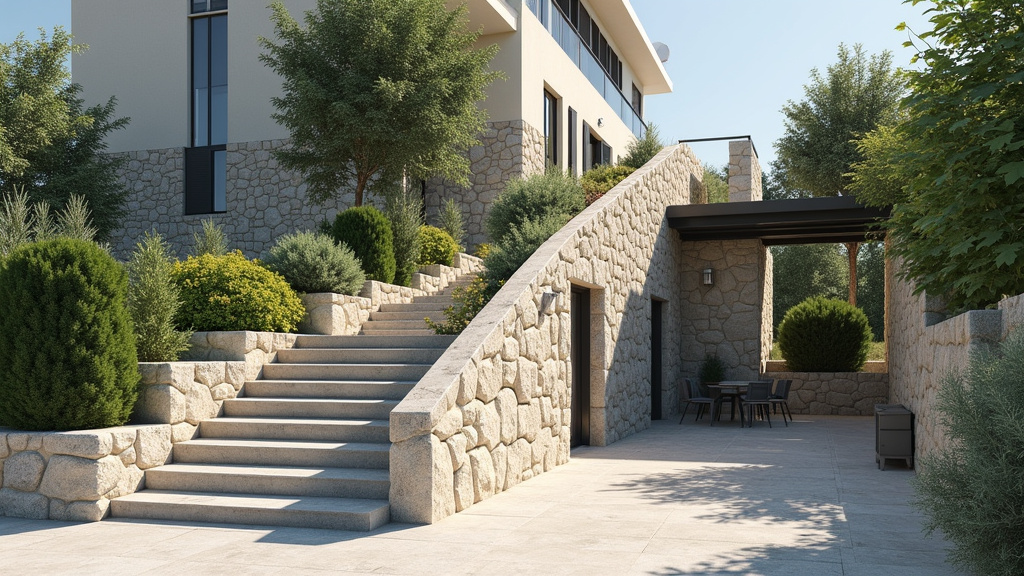Monte escalier extérieur installé sur un perron en pierre à Gazeran