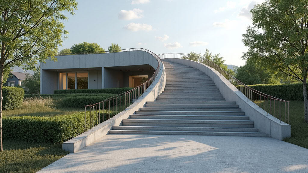 Monte-escalier extérieur installé sur une volée d’escaliers en extérieur à Cloyes-les-Trois-Rivières