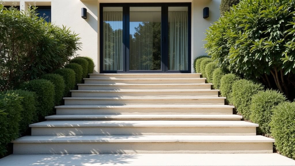 Monte-escalier extérieur reliant une maison à un jardin à Villefranche-de-Lauragais