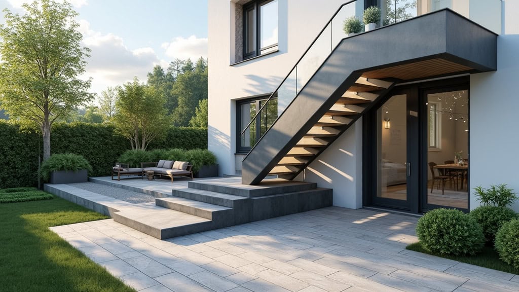 Monte escalier extérieur résistant aux intempéries installé à Parigné-l