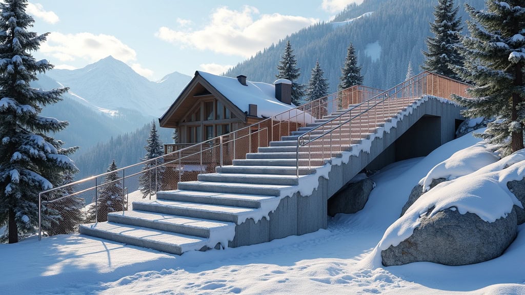 Monte-escalier extérieur résistant aux intempéries installé à Villaz en Haute-Savoie
