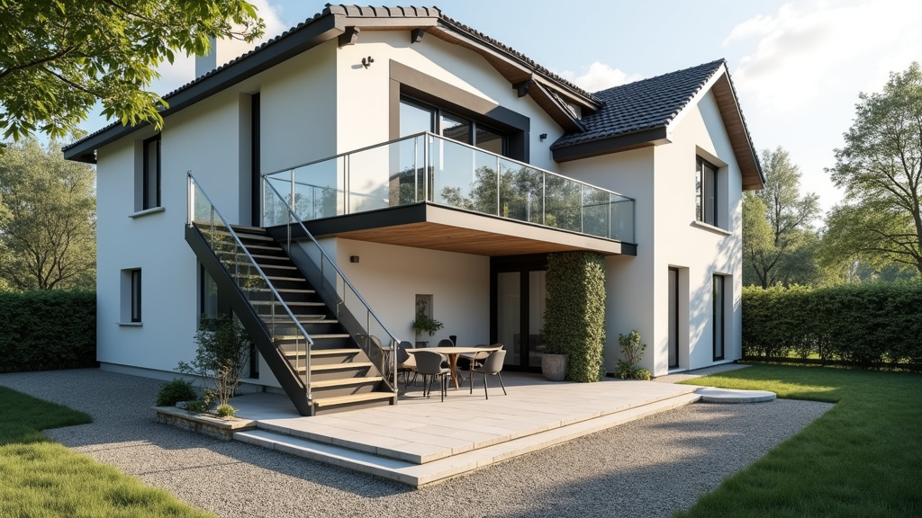 Monte-escalier extérieur résistant aux intempéries installé devant une maison à Beuvrages