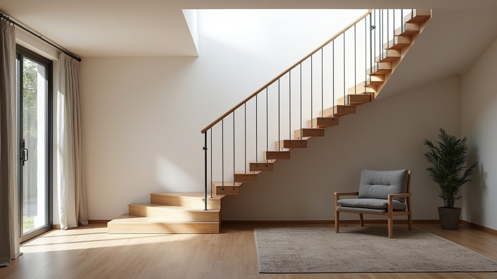 Monte escalier installé dans un intérieur moderne, intégré discrètement à l’escalier