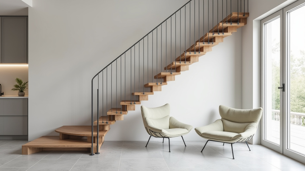 Monte-escalier installé dans une maison à Fèves, modèle intérieur droit avec siège ergonomique