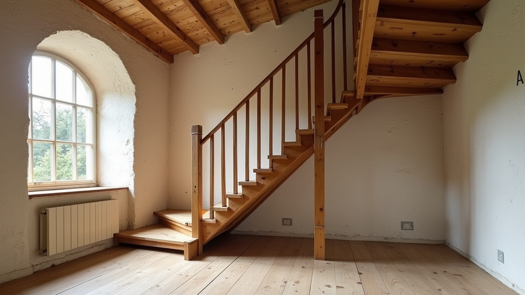Monte escalier installé dans une maison ancienne d’Aurec-sur-Loire avec escalier en bois
