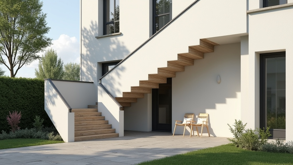 Monte-escalier installé sur un escalier extérieur à Gleizé