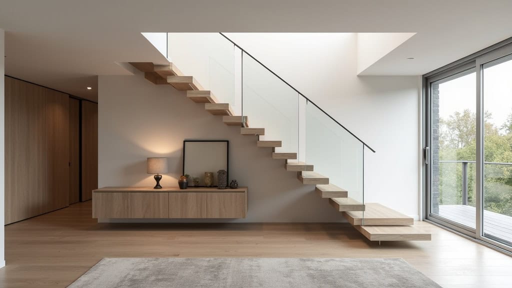 Monte-escalier intégré discrètement dans une maison à Ousse