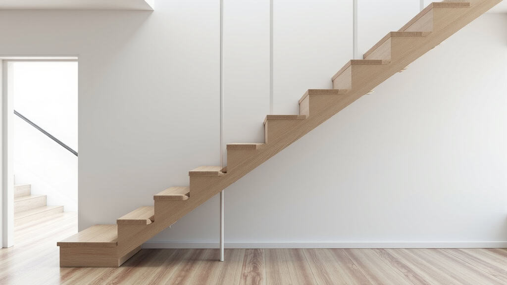 Monte-escalier pliable en position repliée dans une maison à Fargues-Saint-Hilaire