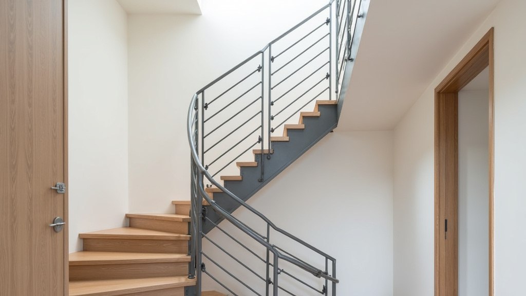 Monte-escalier tournant avec rail sur mesure installé sur un escalier courbe à Les Herbiers