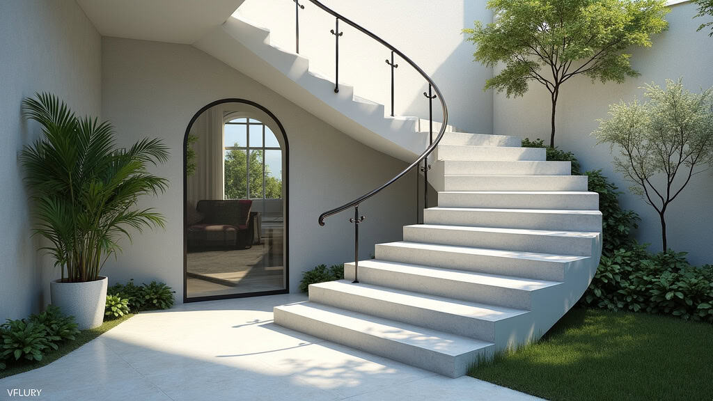 Monte-escalier tournant en cours d