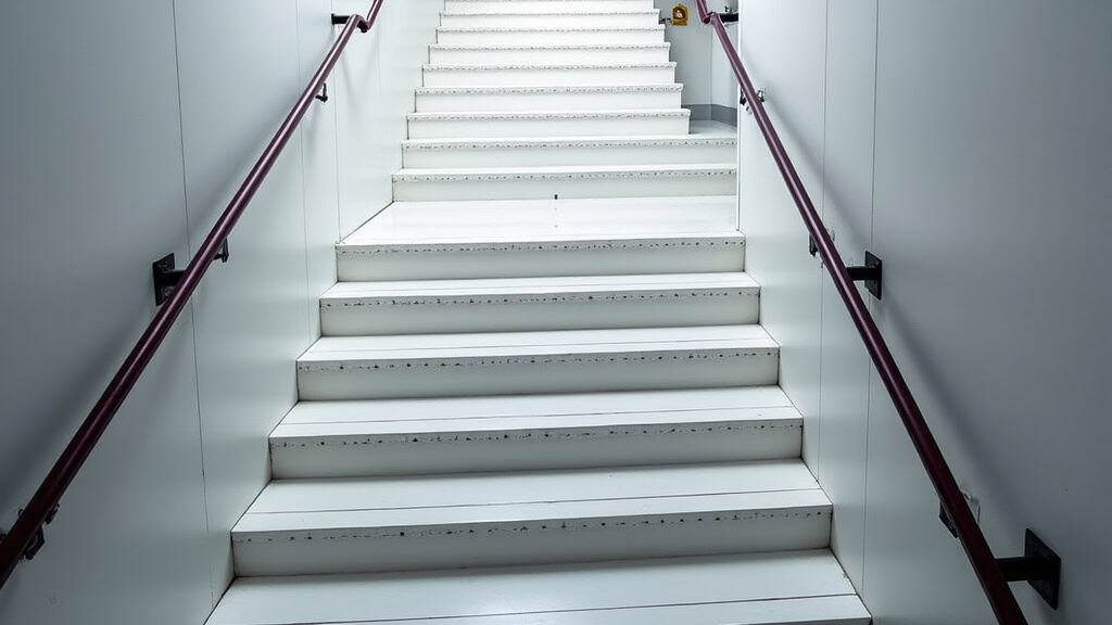Monte-escalier tournant en cours d’installation sur un escalier à double virage à Villenoy
