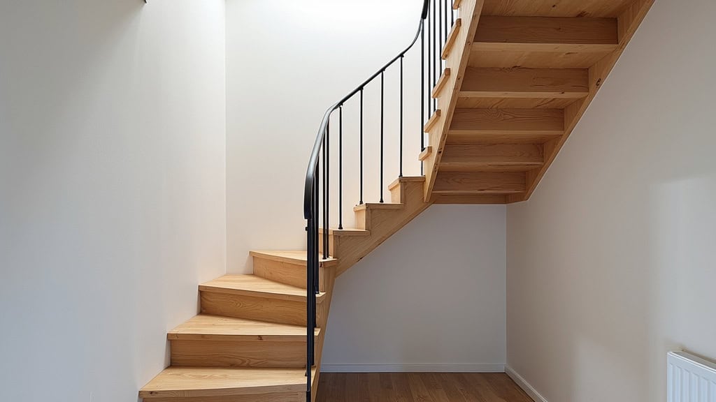 Monte-escalier tournant en cours d’installation sur un escalier en colimaçon à Keskastel
