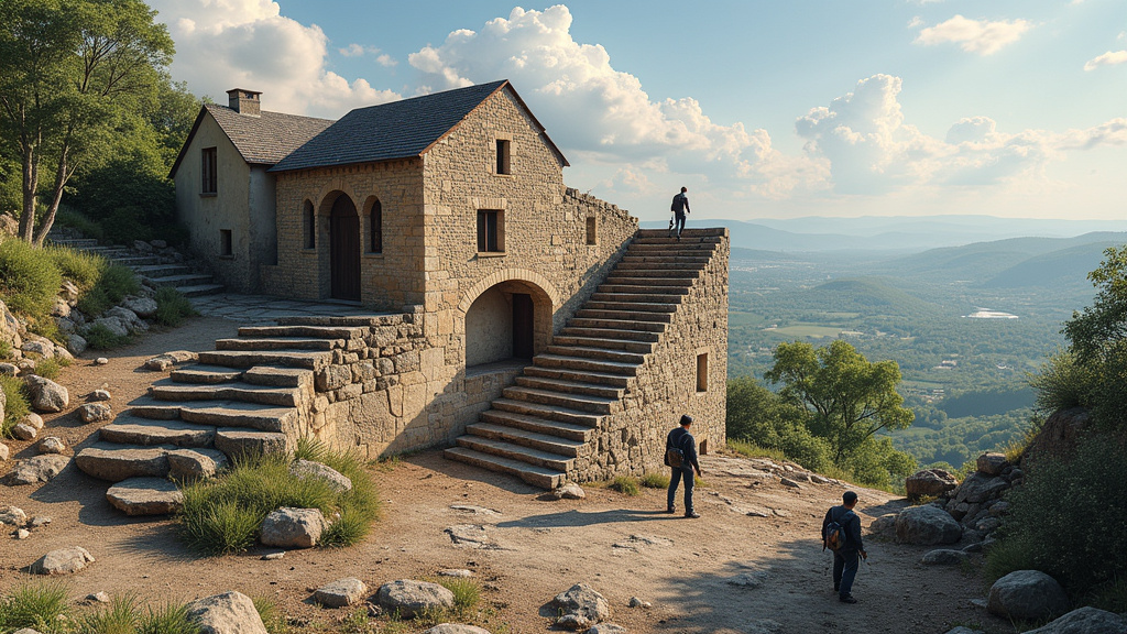 Monte-escalier tournant en cours d’installation sur un escalier en virage à Oradour-sur-Vayres