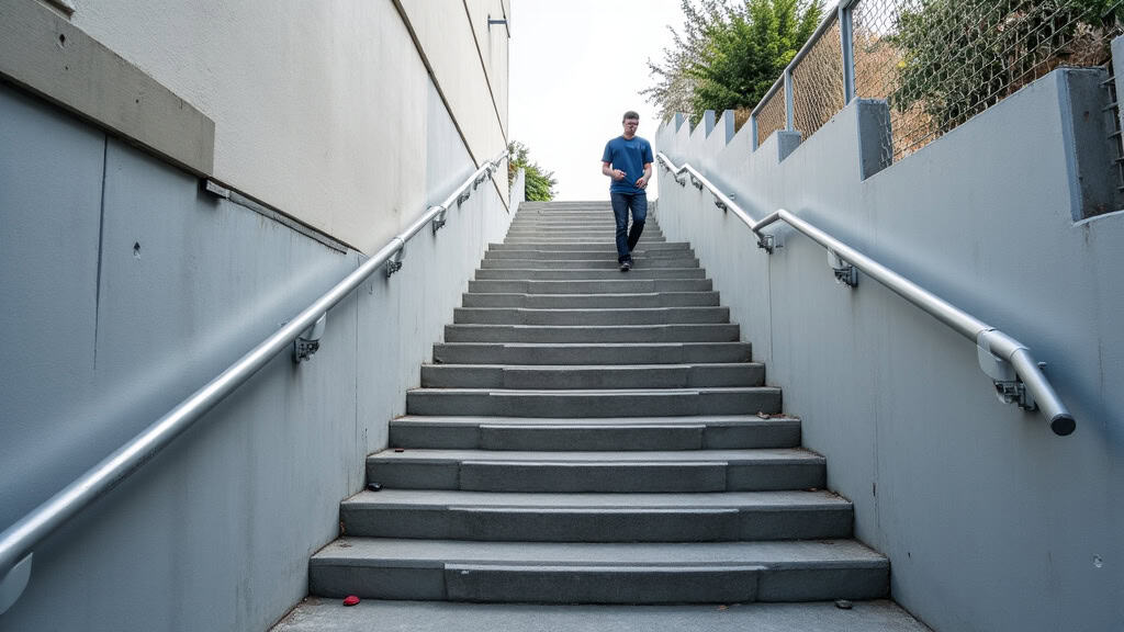 Monte-escalier tournant en fonctionnement dans un escalier en colimaçon à Tresques