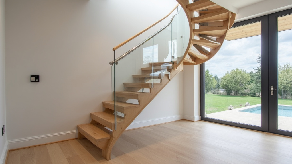 Monte-escalier tournant en fonctionnement dans une maison à Homblières