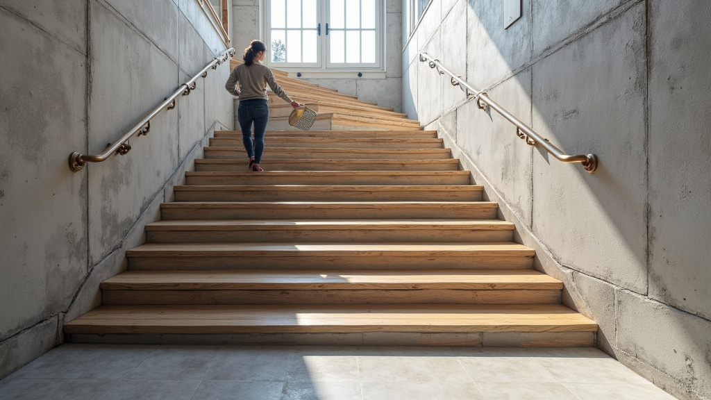 Monte-escalier tournant en train de monter un escalier avec palier à Le Val-Saint-Père