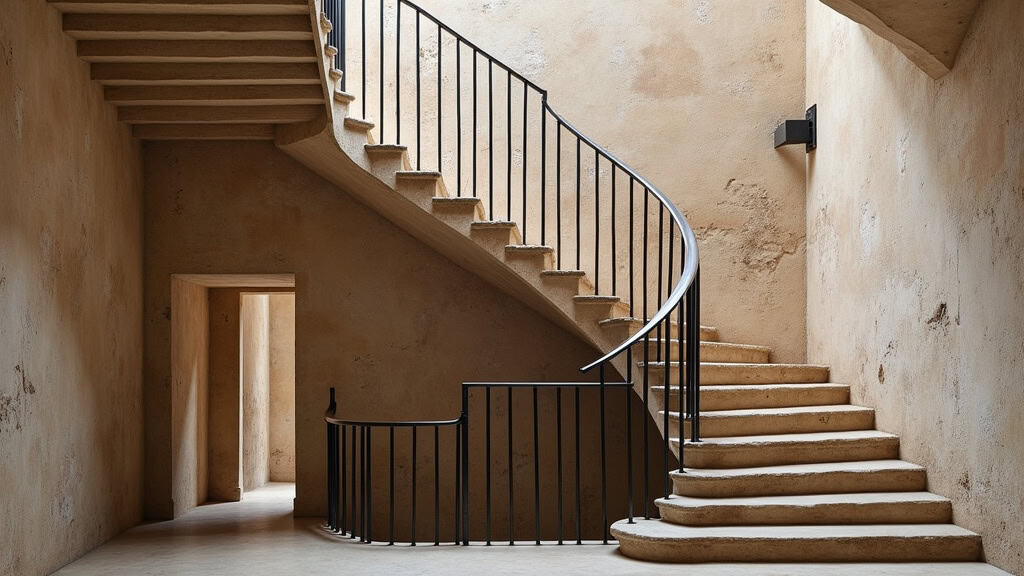 Monte-escalier tournant installé dans un escalier ancien à Pépieux