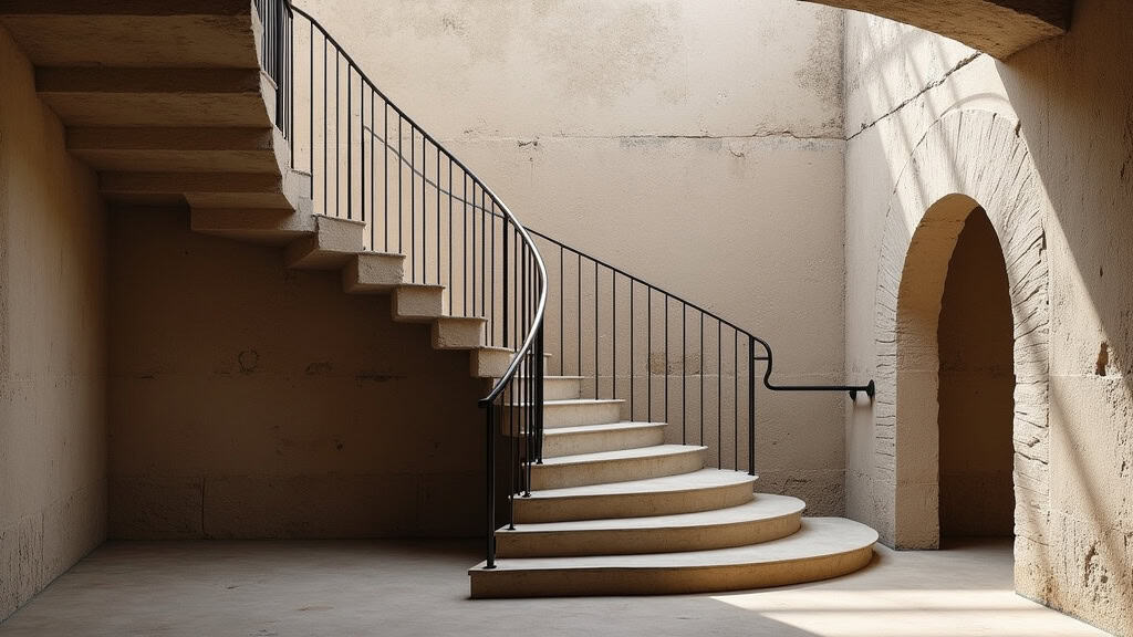 Monte-escalier tournant installé dans un escalier ancien de Nexon