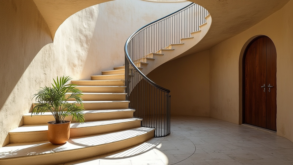Monte-escalier tournant installé dans un escalier courbe à Morières-lès-Avignon