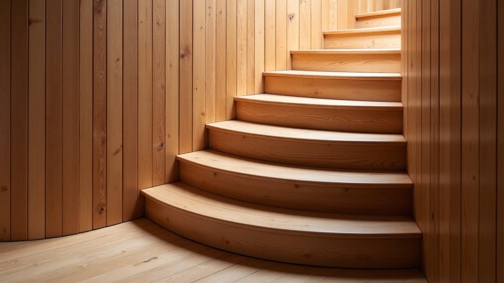 Monte-escalier tournant installé dans un escalier en bois ancien d