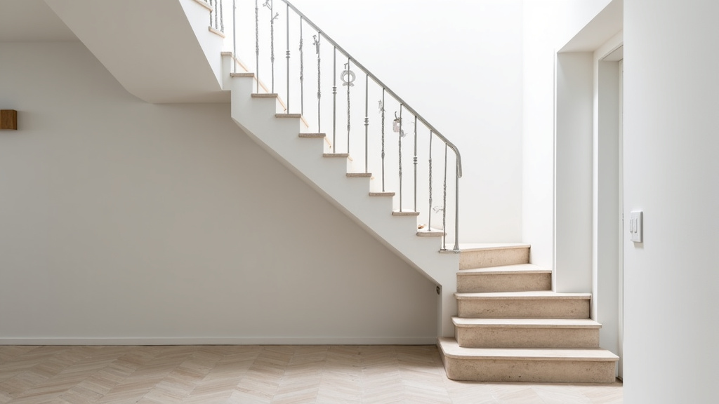 Monte-escalier tournant installé dans une maison à Beynost, montrant le rail sur-mesure épousant la courbe de l