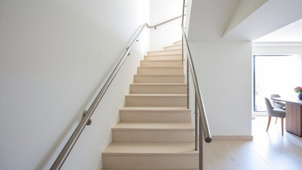 Monte-escalier tournant installé dans une maison à Cartelègue, avec un rail courbe sur mesure adapté à l
