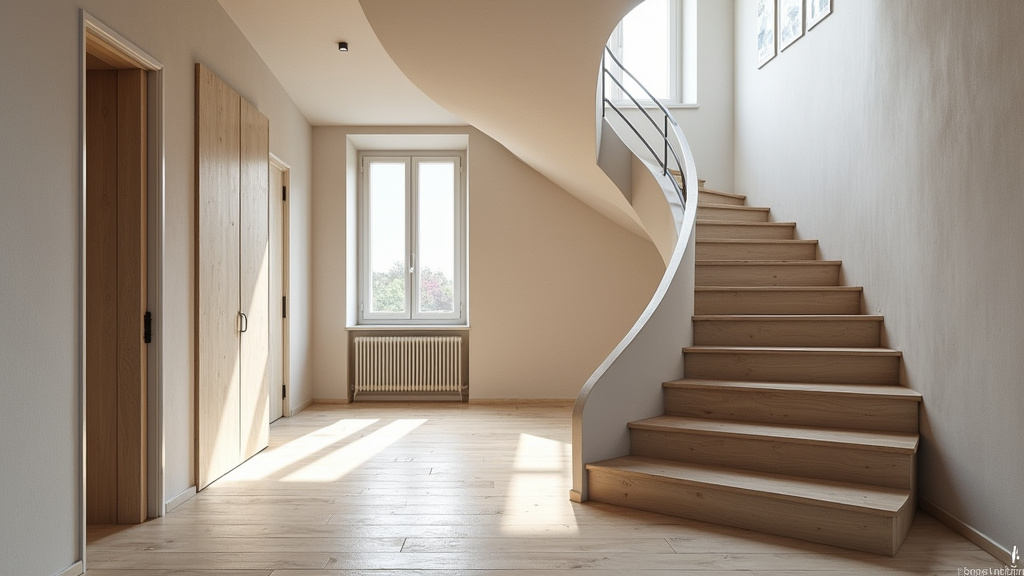 Monte-escalier tournant installé dans une maison à Évaux-les-Bains avec escalier courbe