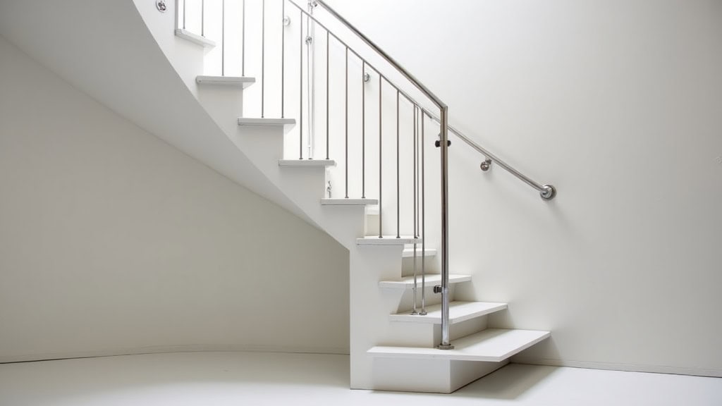 Monte-escalier tournant installé dans une maison à Groffliers avec un rail sur mesure adapté aux courbes de l