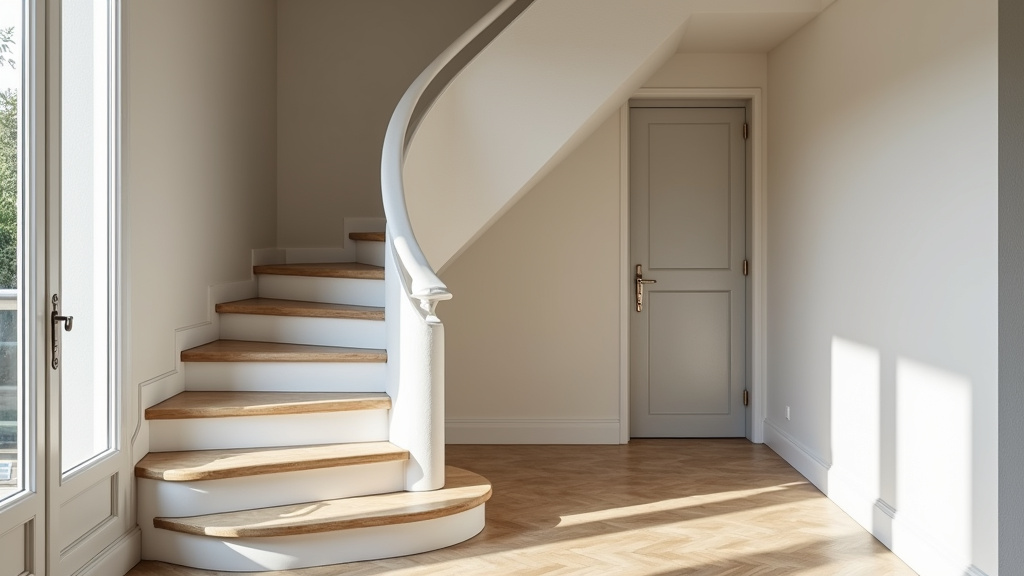 Monte-escalier tournant installé dans une maison à Jussac, adapté à un escalier courbe