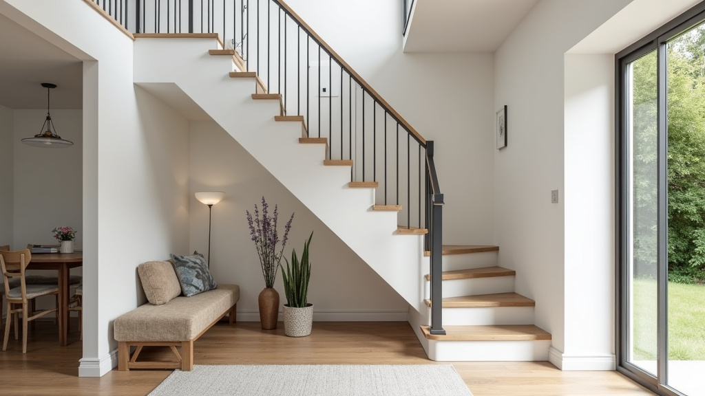 Monte-escalier tournant installé dans une maison à L