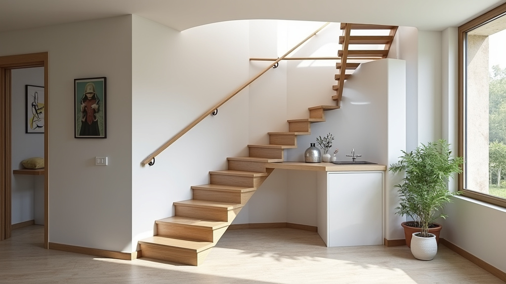 Monte-escalier tournant installé dans une maison à La Bruffière