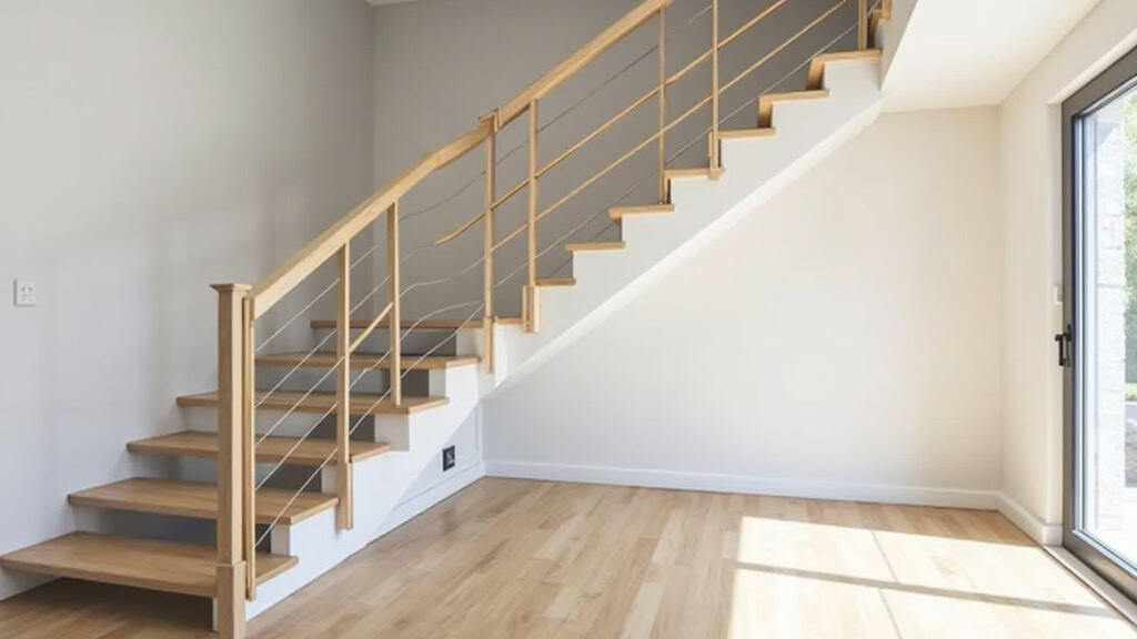 Monte-escalier tournant installé dans une maison à Langoiran, avec rail sur mesure adapté aux courbes de l