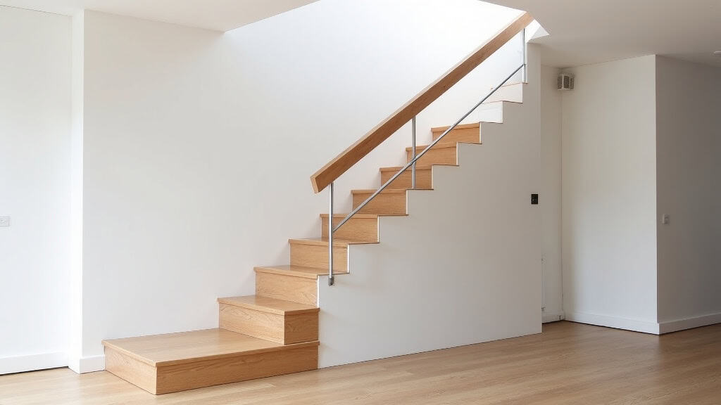 Monte-escalier tournant installé dans une maison à Les Rousses, avec rail sur mesure adapté à un escalier en colimaçon
