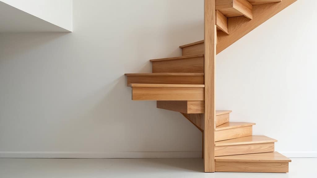 Monte-escalier tournant installé dans une maison à Marguerittes, escalier en bois avec virage à gauche