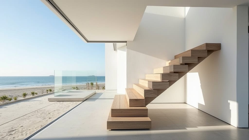 Monte-escalier tournant installé dans une maison à Merville-Franceville-Plage