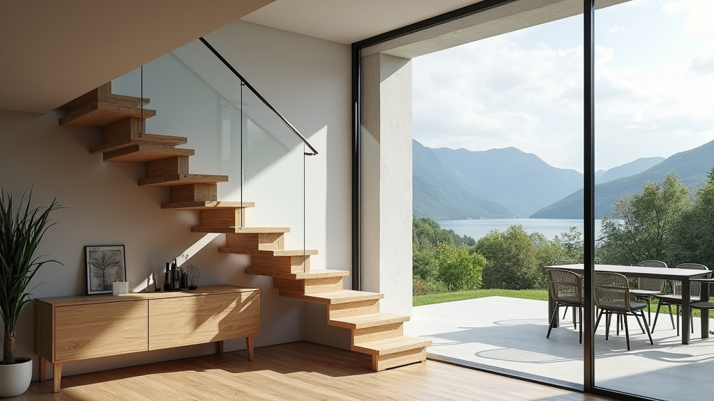 Monte-escalier tournant installé dans une maison à Messery près du Lac Léman