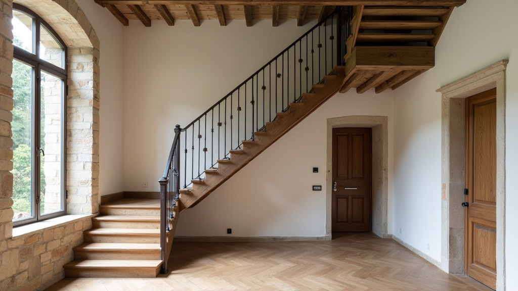 Monte-escalier tournant installé dans une maison ancienne à Bavay