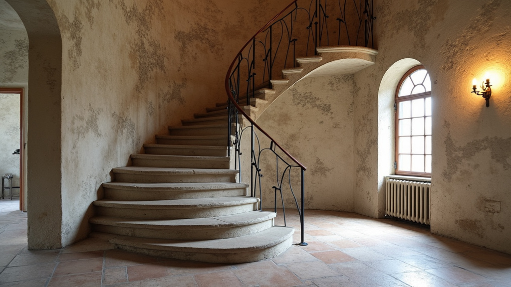 Monte-escalier tournant installé dans une maison ancienne à Erbray (44110)