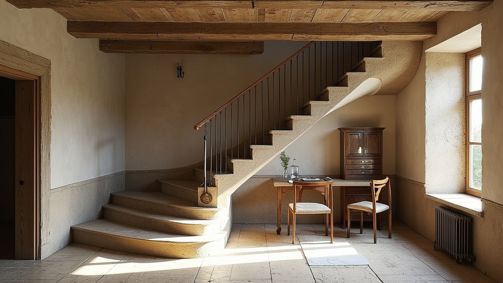 Monte-escalier tournant installé dans une maison ancienne à Fleurie (69820)