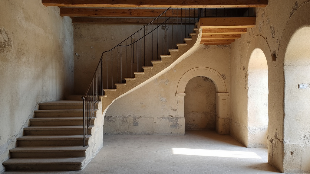 Monte-escalier tournant installé dans une maison ancienne à Hauteville-sur-Fier