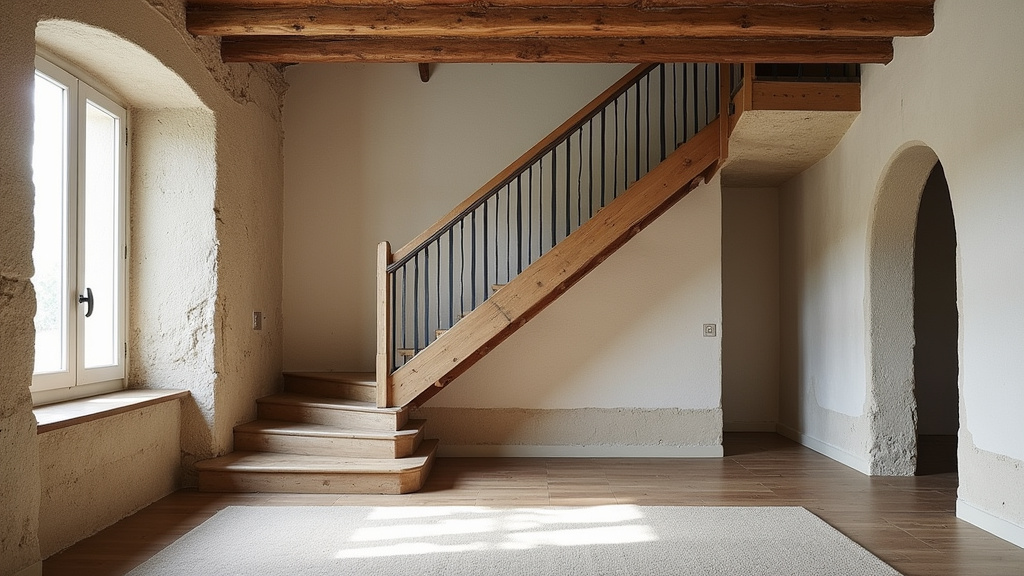 Monte-escalier tournant installé dans une maison ancienne à Jard-sur-Mer