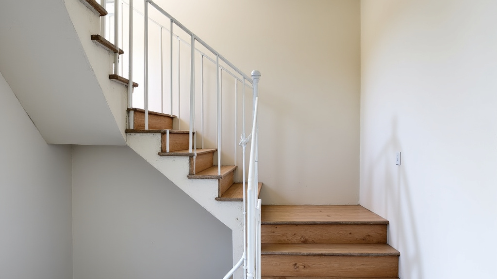 Monte-escalier tournant installé dans une maison ancienne à La Trinité-sur-Mer, en cours de fonctionnement