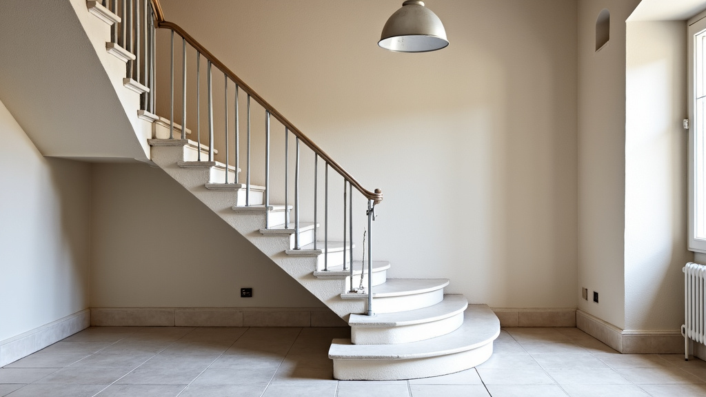 Monte-escalier tournant installé dans une maison ancienne à Noaillan, adapté à un escalier avec virage