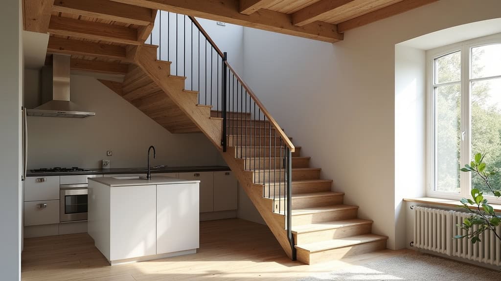 Monte-escalier tournant installé dans une maison ancienne à Parcey