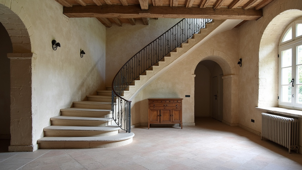 Monte-escalier tournant installé dans une maison ancienne à Tonnay-Charente