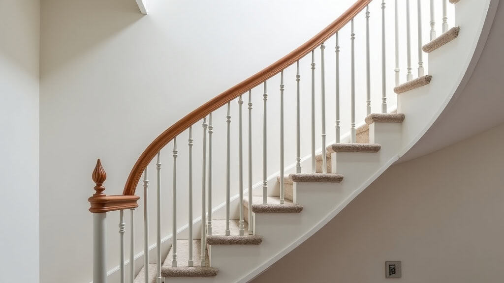 Monte-escalier tournant installé dans une maison ancienne à Villers-Saint-Paul, avec rail personnalisé suivant la courbe des marches
