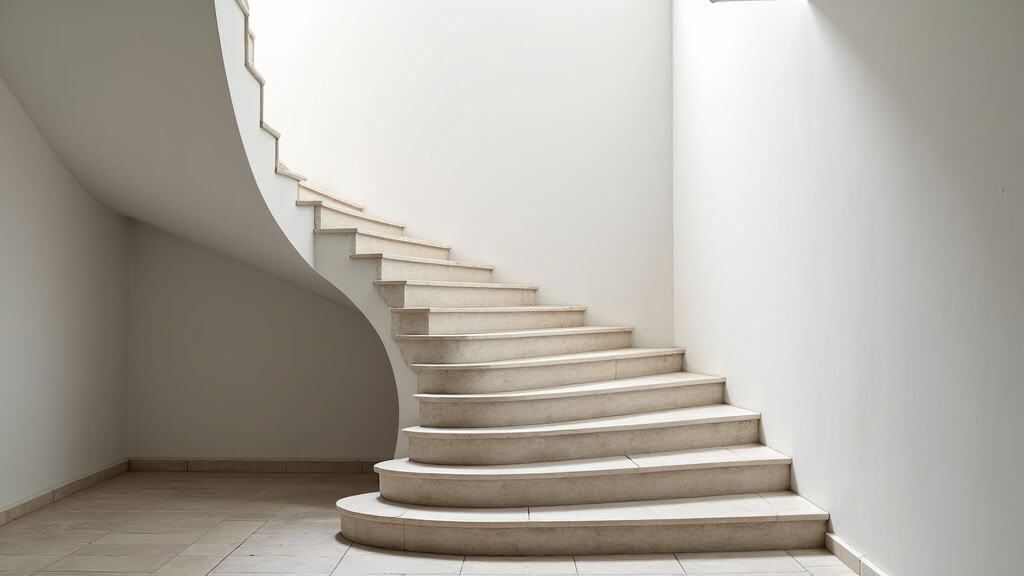 Monte-escalier tournant installé dans une maison ancienne d